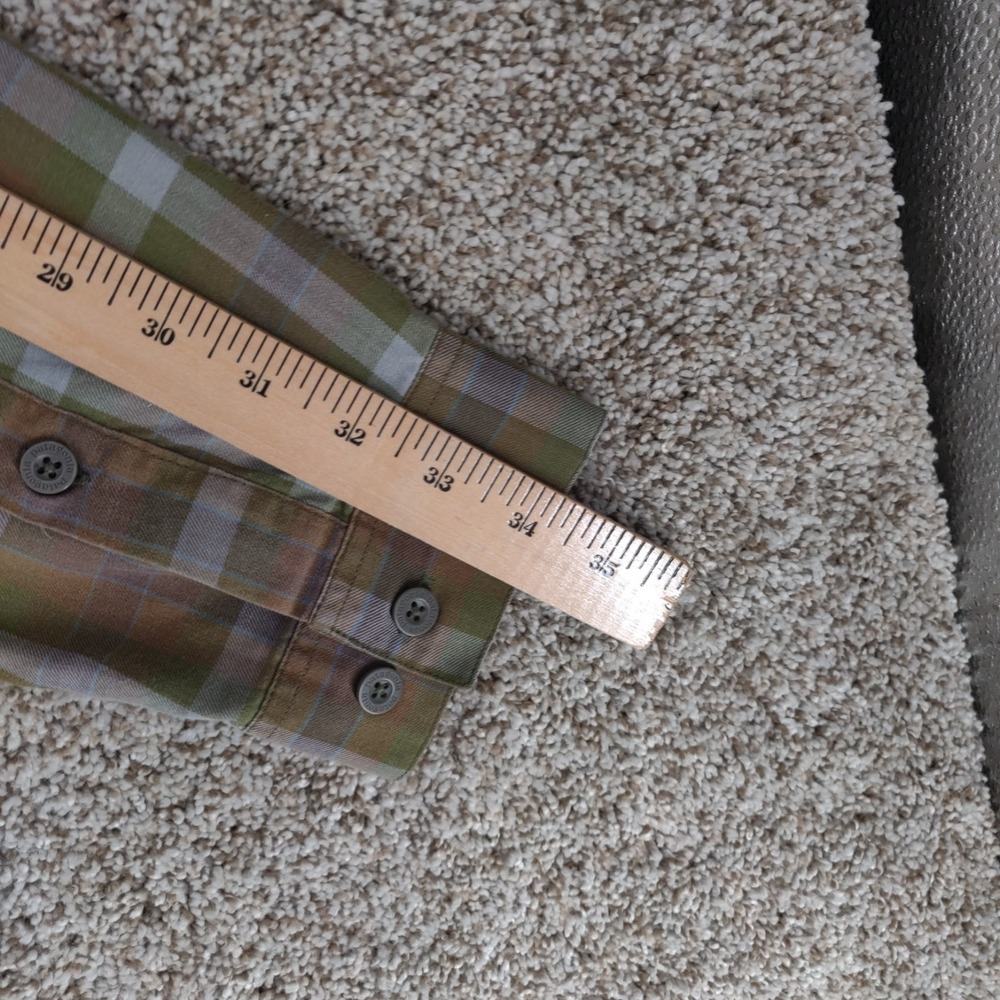 Patagonia Fjord Lightweight Flannel Shirt Mens Large Green Plaid Long Sleeve - Picture 14 of 15